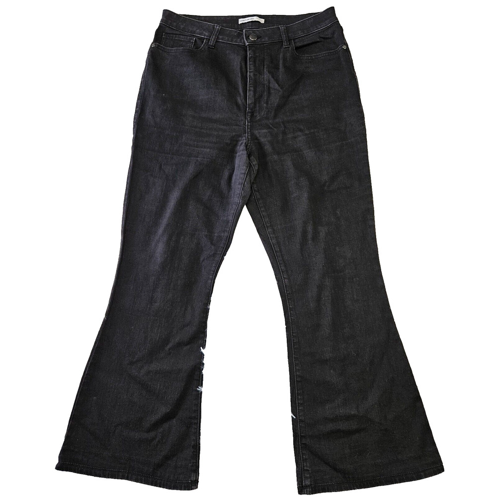 Elizabeth and James Sz 32 Classic Black High Rise Flare‎ Leg Denim Jeans
